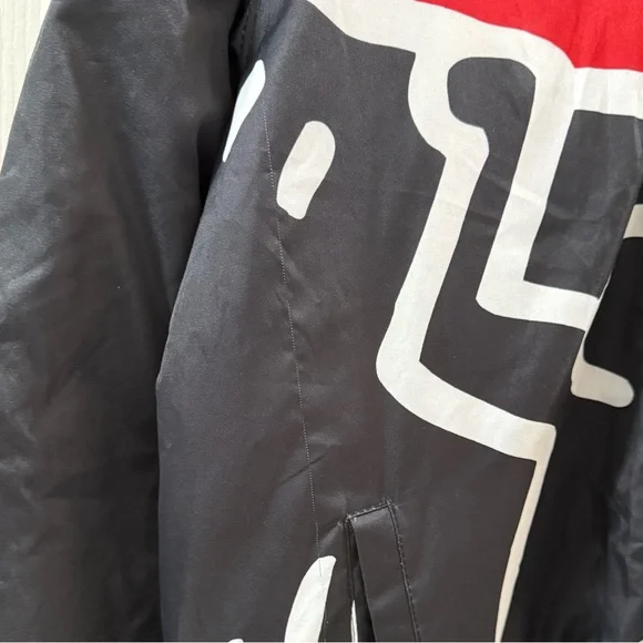 Members Only x Keith Haring Hooded Jacket Black Graphic Poly Filled Streetwear M - Picture 6 of 17
